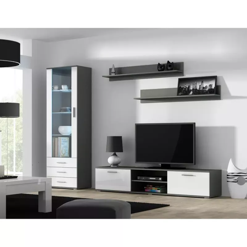 Plaukiojančių lentynų komplektas Cama Meble SOHO, 2 lentynos, 1250×200×200 mm, medžio drožlių plokštė, pilka matinė