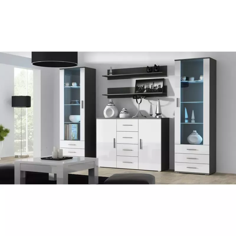 Plaukiojančių lentynų komplektas Cama Meble SOHO, 2 lentynos, 1250×200×200 mm, medžio drožlių plokštė, pilka matinė