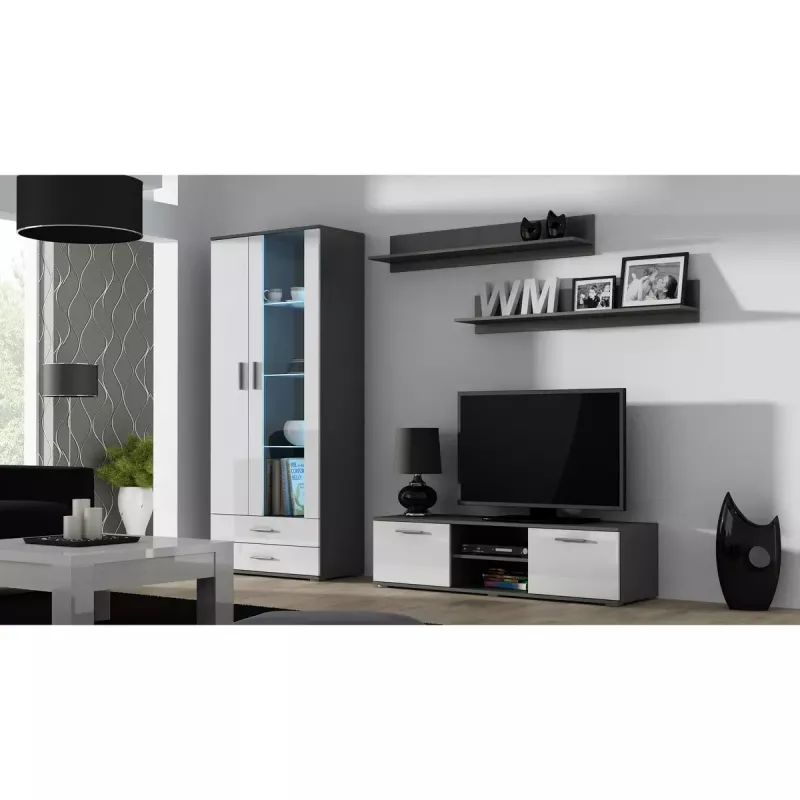 Plaukiojančių lentynų komplektas Cama Meble SOHO, 2 lentynos, 1250×200×200 mm, medžio drožlių plokštė, pilka matinė