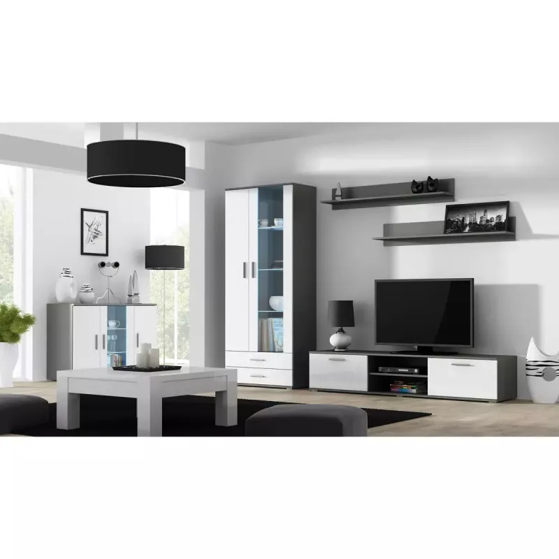 Plaukiojančių lentynų komplektas Cama Meble SOHO, 2 lentynos, 1250×200×200 mm, medžio drožlių plokštė, pilka matinė