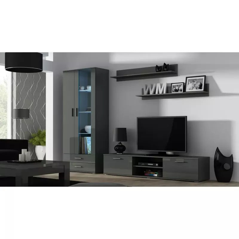 Plaukiojančių lentynų komplektas Cama Meble SOHO, 2 lentynos, 1250×200×200 mm, medžio drožlių plokštė, pilka matinė