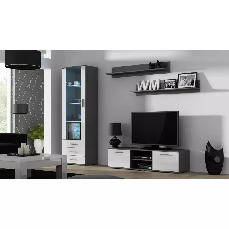 Plaukiojančių lentynų komplektas Cama Meble SOHO, 2 lentynos, 1250×200×200 mm, medžio drožlių plokštė, pilka matinė