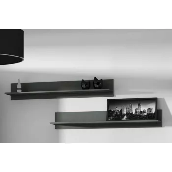 Plaukiojančių lentynų komplektas Cama Meble SOHO, 2 lentynos, 1250×200×200 mm, medžio drožlių plokštė, pilka matinė