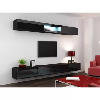 Pakraštinė spinta cama meble VIGO 90 — pakabinama, 900×350×320 mm, juoda/juodas blizgesys