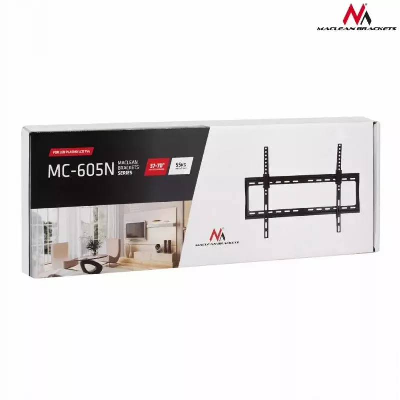 TV laikiklis sieninis MACLEAN MC-605, fiksuotas pasvirimas, VESA 75x75–600x400, iki 55 kg, 32–80 col. ekranams