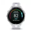 Išmanusis laikrodis GARMIN Forerunner 965 — 47 mm titano korpusas, 1,4 colio AMOLED, 32 GB, 23 dienų baterija, GPS/GLONASS/Galileo, balta silikoninė juosta
