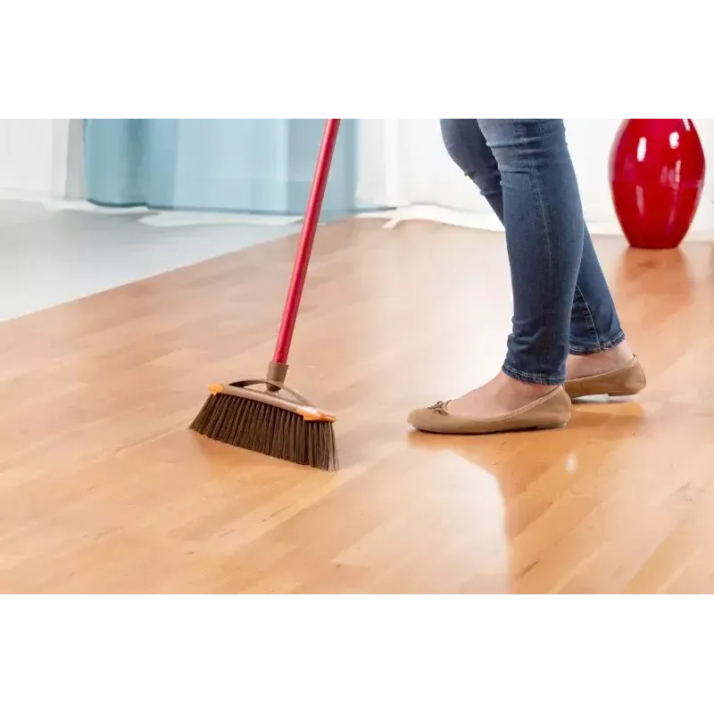VILEDA 136082 Šluota su minkštais/kietais plastikiniais šereliais ir rankena, bronzinė