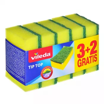 Kempinė šveitimo VILEDA Tip-Top pakuotė po 5, stačiakampiai pluoštiniai pagalvėliai 70×90×30 mm, geltoni