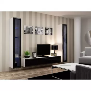 TV stovas cama meble VIGO 180 — 1800×400×300 mm, baltas viršus, baltas rėmas, medžio drožlių plokštė