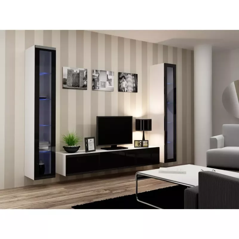 TV stovas cama meble VIGO 180 — 1800×400×300 mm, baltas viršus, baltas rėmas, medžio drožlių plokštė