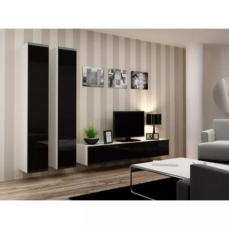 TV stovas cama meble VIGO 180 — 1800×400×300 mm, baltas viršus, baltas rėmas, medžio drožlių plokštė