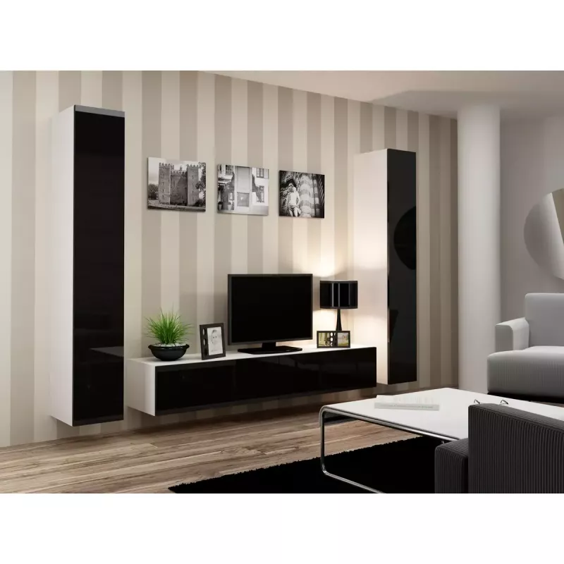 TV stovas cama meble VIGO 180 — 1800×400×300 mm, baltas viršus, baltas rėmas, medžio drožlių plokštė