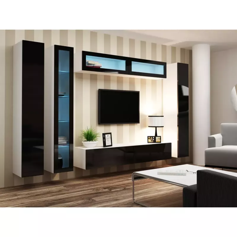 TV stovas cama meble VIGO 180 — 1800×400×300 mm, baltas viršus, baltas rėmas, medžio drožlių plokštė