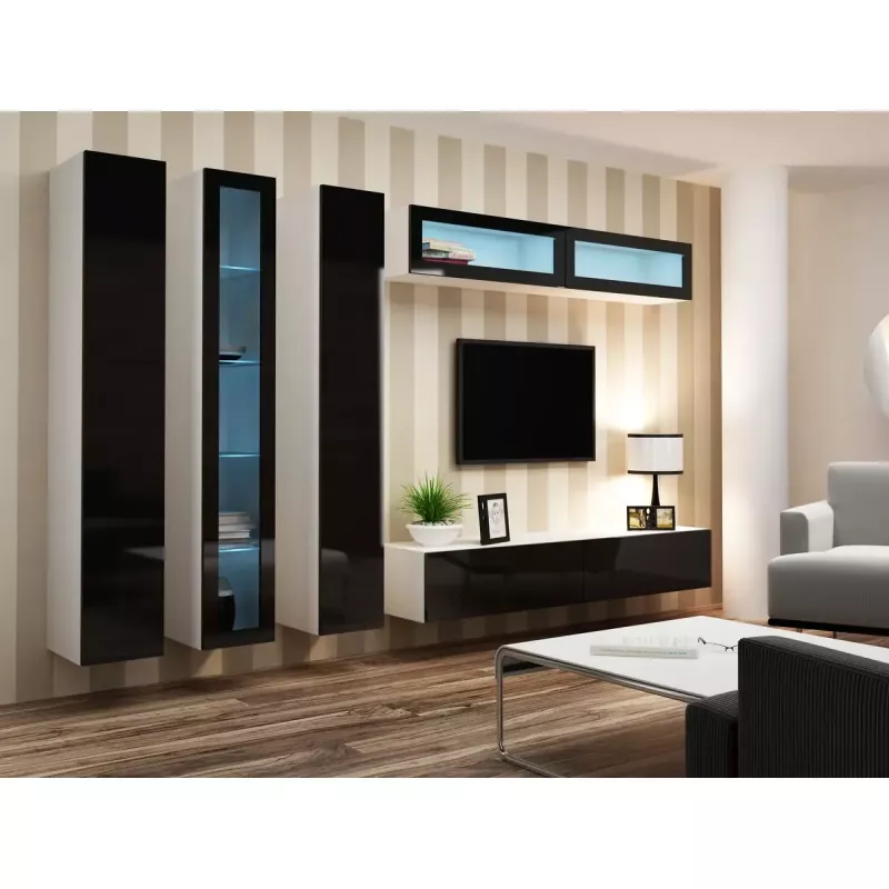 TV stovas cama meble VIGO 180 — 1800×400×300 mm, baltas viršus, baltas rėmas, medžio drožlių plokštė