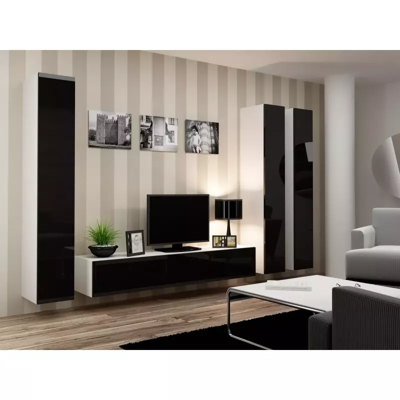 TV stovas cama meble VIGO 180 — 1800×400×300 mm, baltas viršus, baltas rėmas, medžio drožlių plokštė