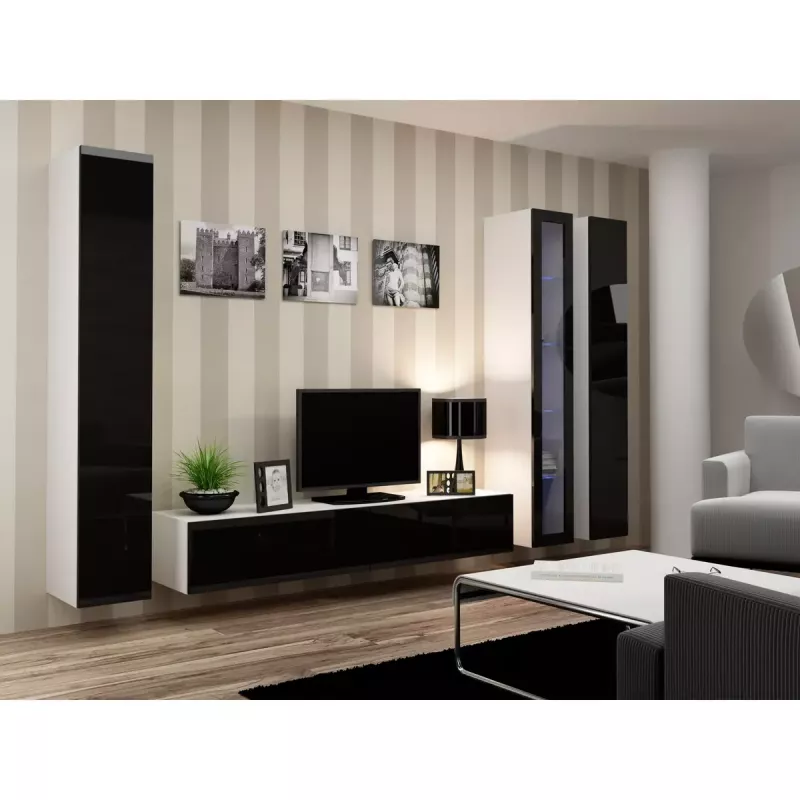 TV stovas cama meble VIGO 180 — 1800×400×300 mm, baltas viršus, baltas rėmas, medžio drožlių plokštė