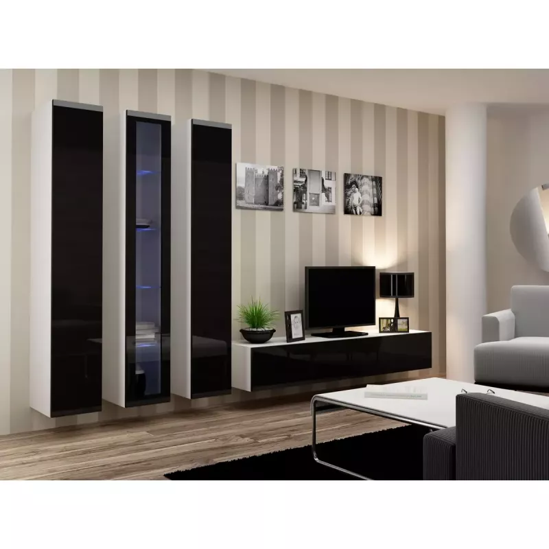 TV stovas cama meble VIGO 180 — 1800×400×300 mm, baltas viršus, baltas rėmas, medžio drožlių plokštė