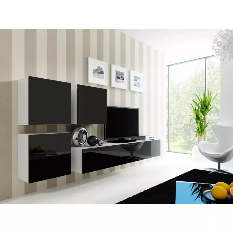 TV stovas cama meble VIGO 180 — 1800×400×300 mm, baltas viršus, baltas rėmas, medžio drožlių plokštė