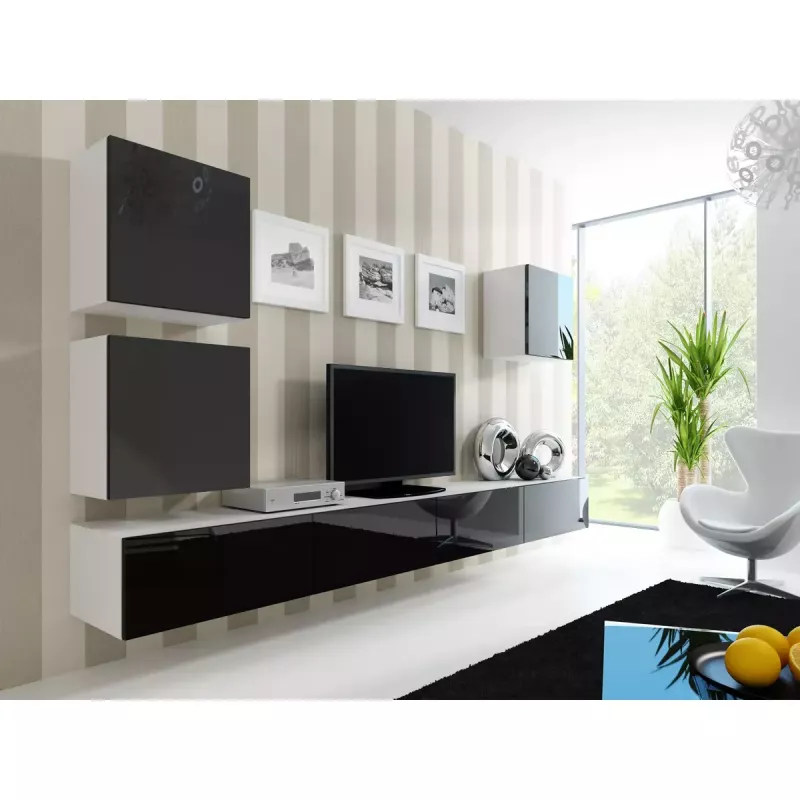 TV stovas cama meble VIGO 180 — 1800×400×300 mm, baltas viršus, baltas rėmas, medžio drožlių plokštė