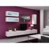 TV stovas Cama Meble VIGO 140, 1400×400×300 mm, baltas blizgus viršus, medžio drožlių plokštė, baltas rėmas
