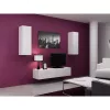 TV stovas Cama Meble VIGO 140, 1400×400×300 mm, baltas blizgus viršus, medžio drožlių plokštė, baltas rėmas
