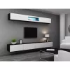 TV stovas cama meble VIGO 140 – 1400×400×300 mm, laminuota medžio drožlių plokštė, juodas/balto blizgesio