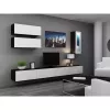 TV stovas cama meble VIGO 140 – 1400×400×300 mm, laminuota medžio drožlių plokštė, juodas/balto blizgesio