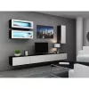 TV stovas cama meble VIGO 140 – 1400×400×300 mm, laminuota medžio drožlių plokštė, juodas/balto blizgesio