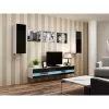 TV stovas Cama Meble VIGO NEW 30/140/40 – 1400×400×300 mm, baltas stalviršis, medžio drožlių plokštė, baltas rėmas, baltas/juodas blizgesys