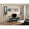 TV stovas Cama Meble VIGO NEW 30/140/40 – 1400×400×300 mm, baltas stalviršis, medžio drožlių plokštė, baltas rėmas, baltas/juodas blizgesys