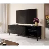TV spintelė cama meble ABETO 150x42x52 cm, juoda blizgi, MDF viršus, juodas rėmas