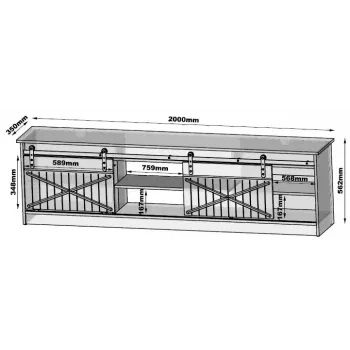 Spintelė televizoriui Cama Meble GRANERO RTV 200x56.7x35 cm balta