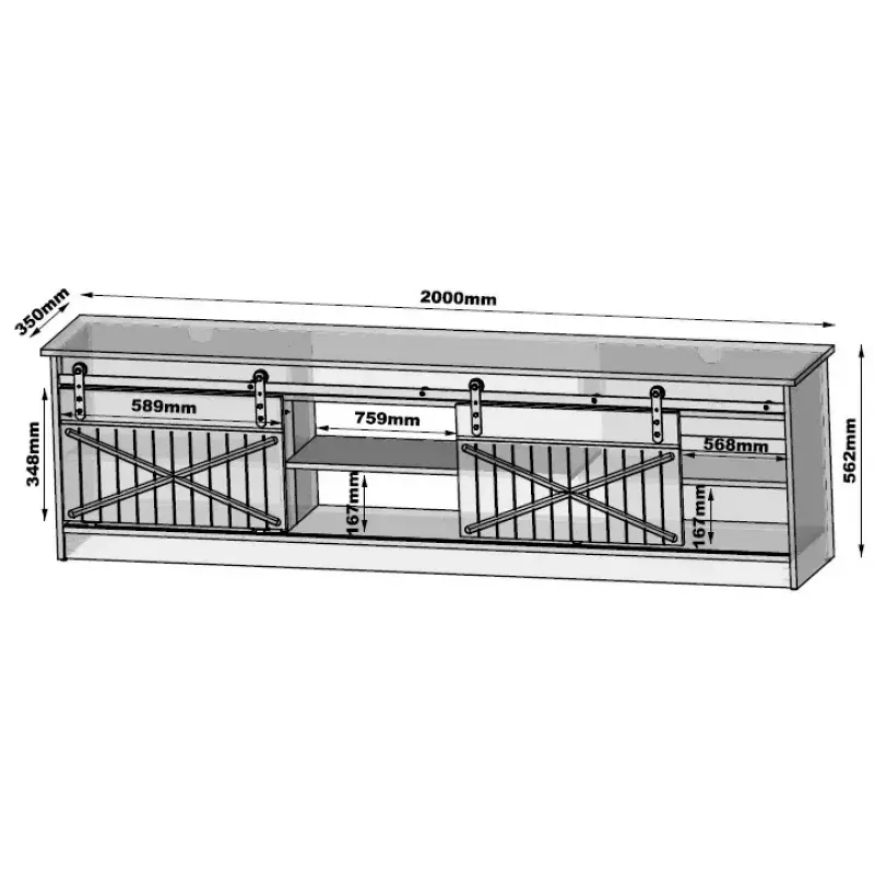 Spintelė televizoriui Cama Meble GRANERO RTV 200x56.7x35 cm balta