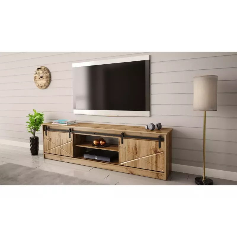 TV spintelė Cama Meble GRANERO RTV, ąžuolo Wotan, 2000×350×567 mm