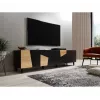 Televizoriaus spintelė cama meble ETNA 200×42×52 cm, juodas matinis viršus, ąžuolo craft rėmas