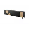 Televizoriaus spintelė cama meble ETNA 200×42×52 cm, juodas matinis viršus, ąžuolo craft rėmas