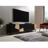 Televizoriaus spintelė cama meble ETNA 200×42×52 cm, juodas matinis viršus, ąžuolo craft rėmas