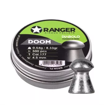 Šaudymo šratai RANGER 4.5 mm Diabolo Professional Doom, 0.54 g, 500 vnt., aliumininė dėžutė
