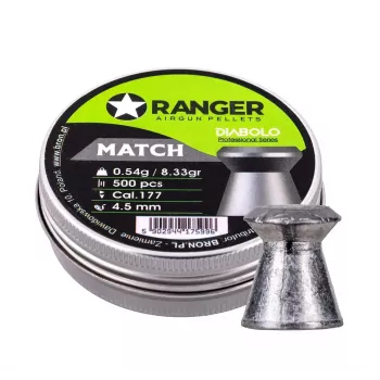 Šratiniai šoviniai RANGER PRORO 4.5 mm Diabolo — 500 vnt., sidabriniai, aliuminio dozatorius