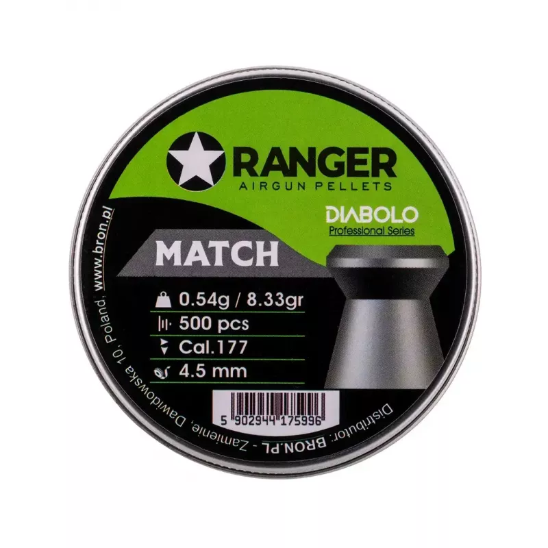 Šratiniai šoviniai RANGER PRORO 4.5 mm Diabolo — 500 vnt., sidabriniai, aliuminio dozatorius