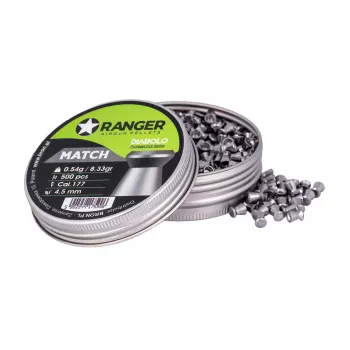 Šratiniai šoviniai RANGER PRORO 4.5 mm Diabolo — 500 vnt., sidabriniai, aliuminio dozatorius