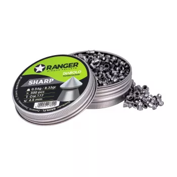 Šratiniai šoviniai RANGER PRORO.45.500.S — 4,5 mm diabolo aštrus galas, 500 vnt., aliumininė talpykla