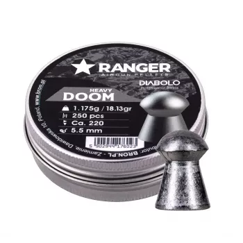 Šrateliai oriniams ginklams RANGER PRORO.55.250.DH Diabolo 5,5 mm, 250 vnt., sidabriniai, aliumininė dozavimo dėžutė