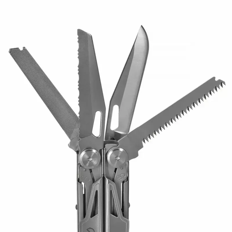 Multitool AZYMUT H2038 pilno dydžio daugiafunkcis įrankis – 14 įrankių, 16,2 cm atidarytas, 10,1 cm sulankstytas, 264 g, 420/7CR13 plienas, odinis dėklas