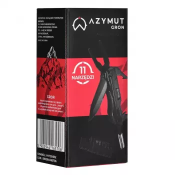 Multitool AZYMUT Gron – pilno dydžio daugiafunkcis įrankis, 11 įrankių, 9 antgaliai, nerūdijantis plienas, sulankstytas 11 cm, išskleistas 15,4 cm