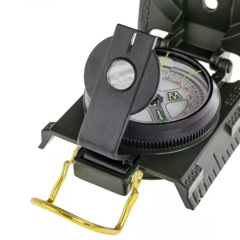 Navigacinis magnetinis kompasas Mil-Tec US su apšvietimu, aliuminio korpusas, masteliai 1:50k ir 1:25k, alyvinė