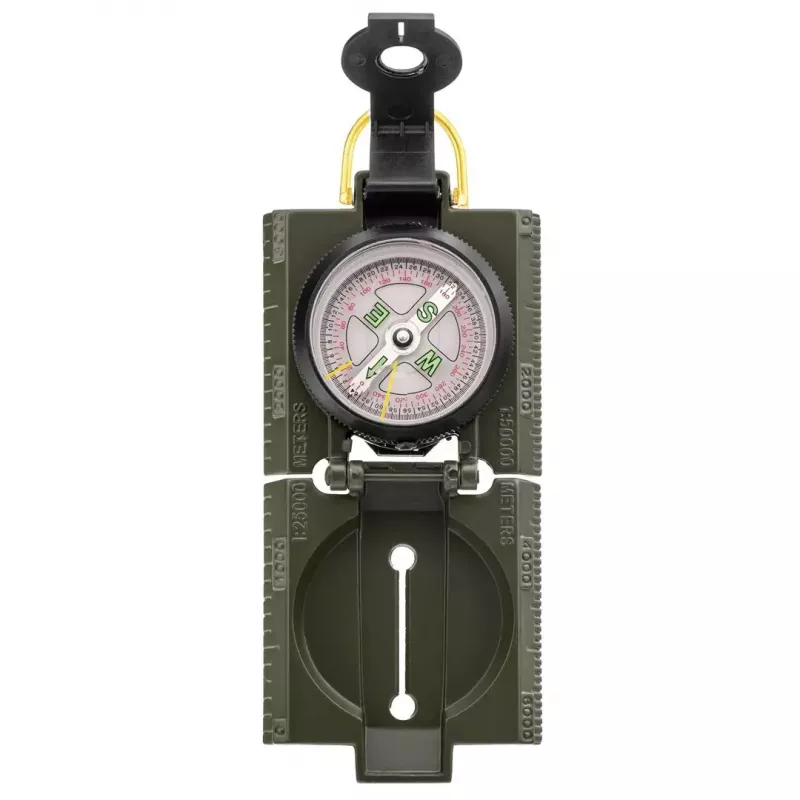 Navigacinis magnetinis kompasas Mil-Tec US su apšvietimu, aliuminio korpusas, masteliai 1:50k ir 1:25k, alyvinė