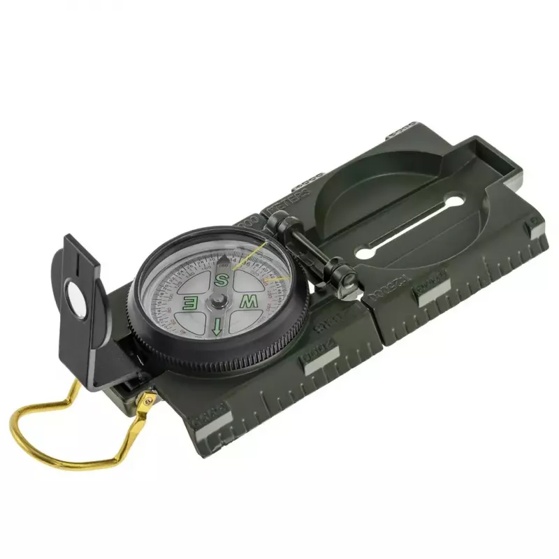 Navigacinis magnetinis kompasas Mil-Tec US su apšvietimu, aliuminio korpusas, masteliai 1:50k ir 1:25k, alyvinė