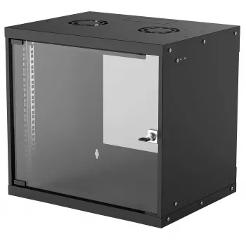 Sieninis tinklo stovas 9U INTELLINET 19 colių (540×487×400 mm) juodas, stiklinės durys, IP20