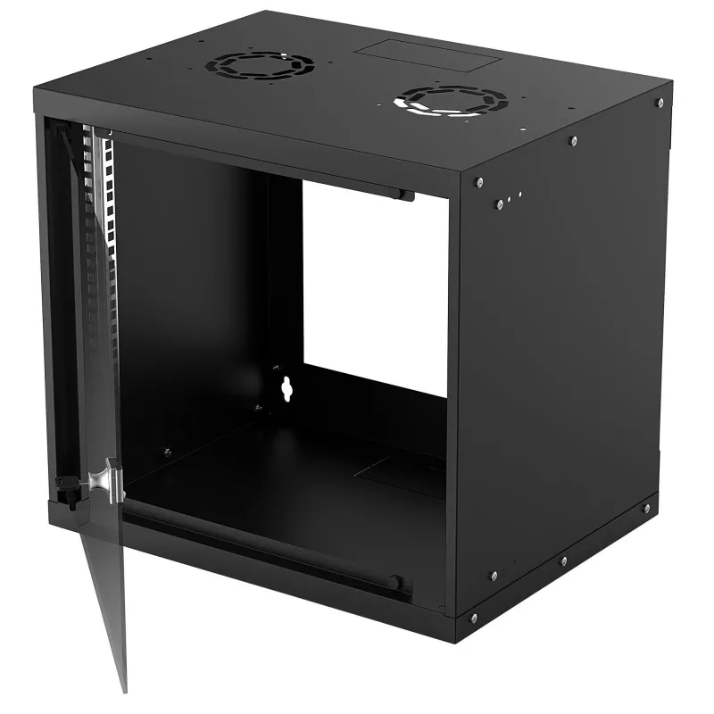 Sieninis tinklo stovas 9U INTELLINET 19 colių (540×487×400 mm) juodas, stiklinės durys, IP20